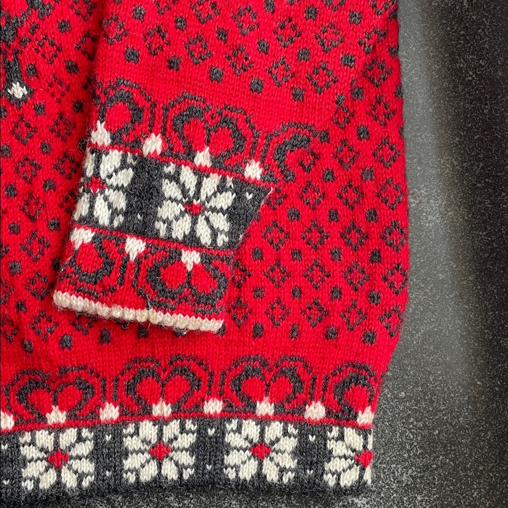 Dale of Norway Red, Black & White Nordic Cowl Sweater - Picture 9 of 15